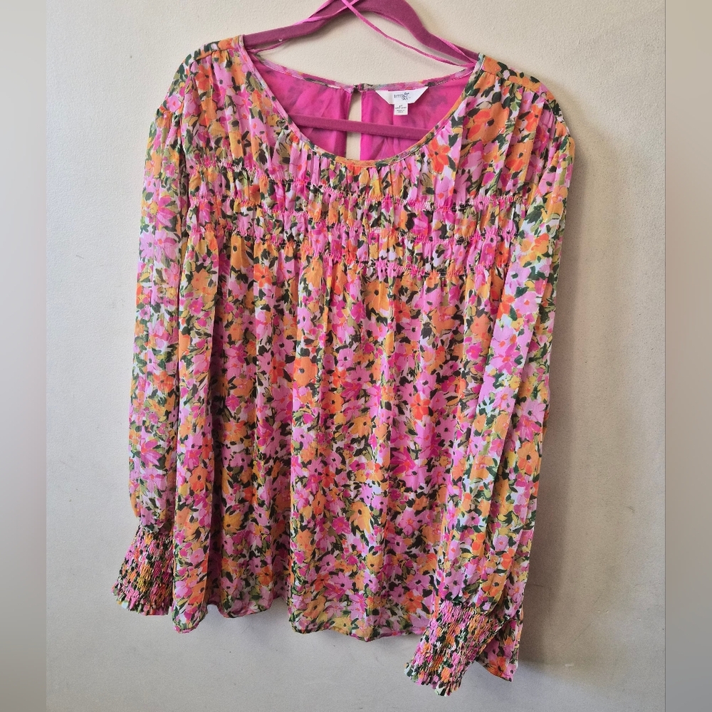 Floral Woman Blouse Plus Size 4x, New With Tag, Terra & Sky